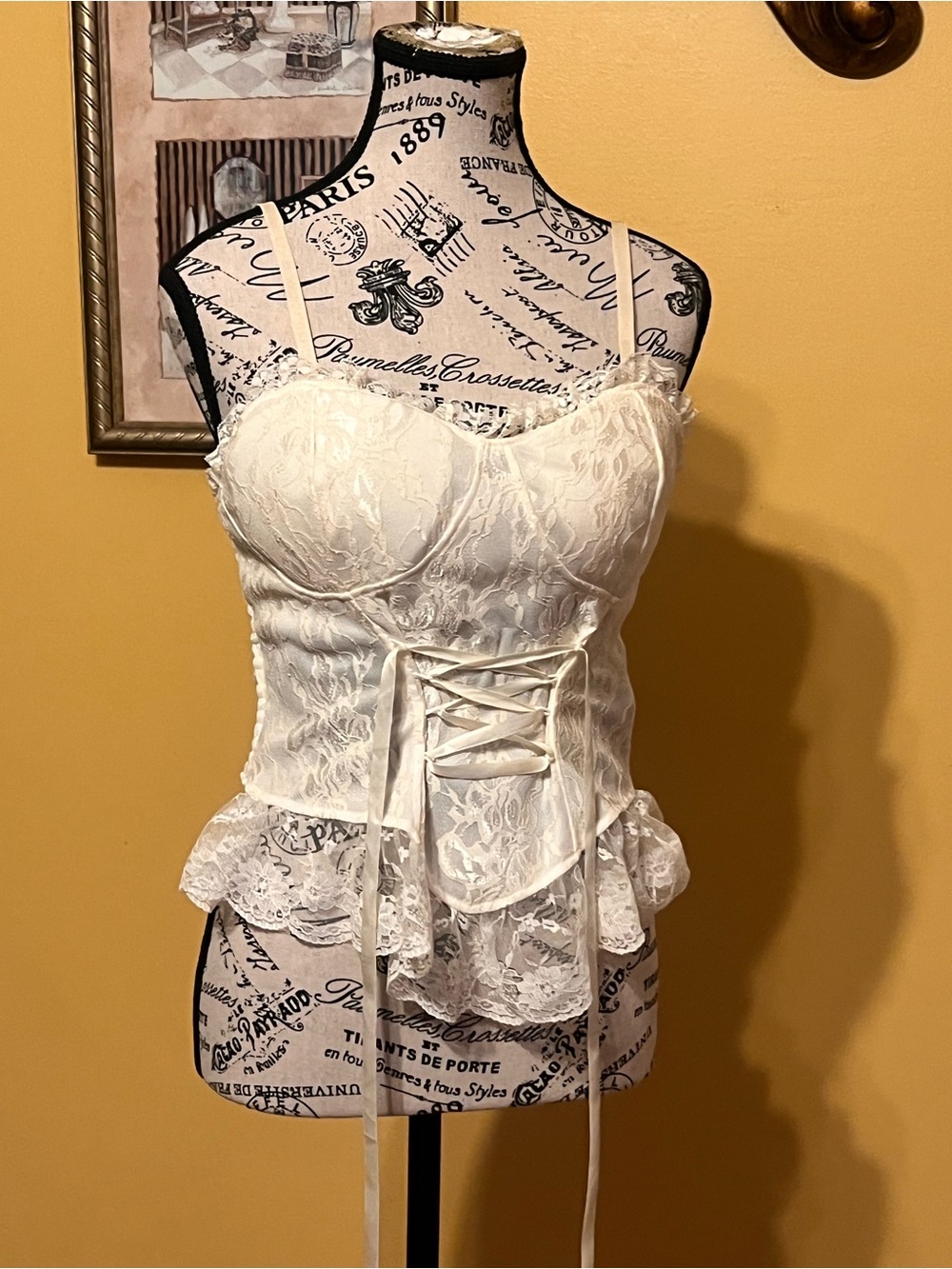 Lace Corset Bustier Top in white  super stretchy size S-M